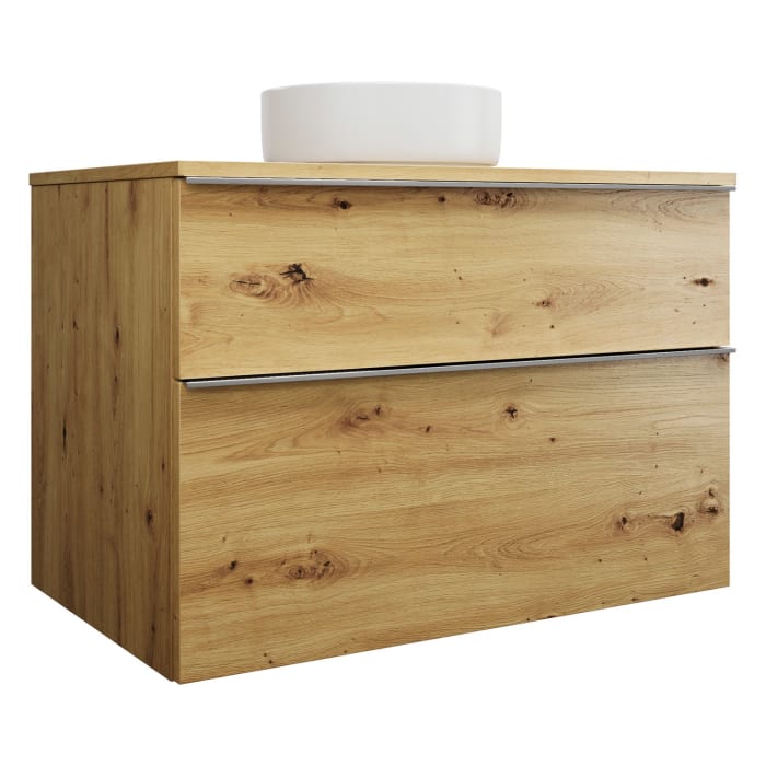 burgbad Eqio Waschtischkombination mit Keramik-Aufsatzwaschtisch 90 cm, mit Griffleiste G0251