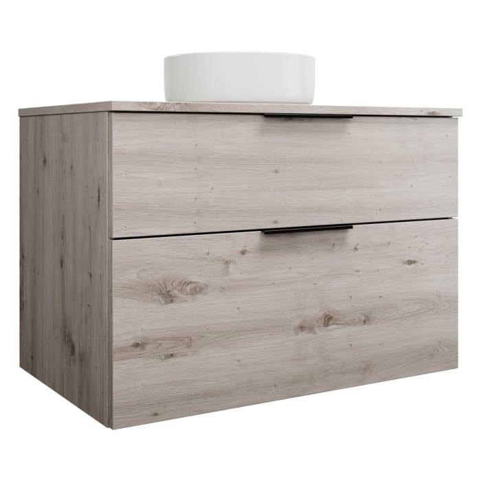 burgbad Eqio Waschtischkombination mit Keramik-Aufsatzwaschtisch 90 cm, mit Griff G0200