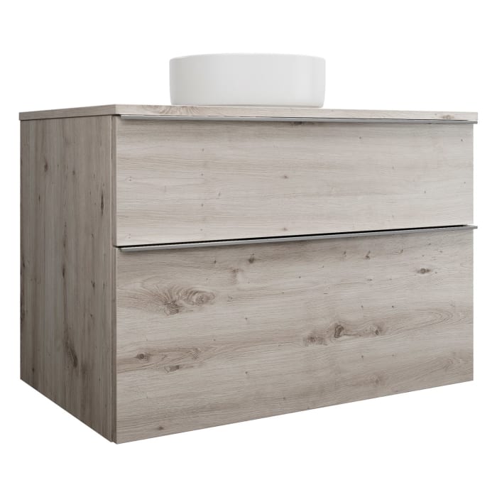 burgbad Eqio Waschtischkombination mit Keramik-Aufsatzwaschtisch 90 cm, mit Griffleiste G0251