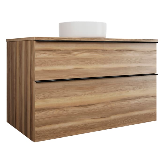 burgbad Eqio Waschtischkombination mit Keramik-Aufsatzwaschtisch 100 cm, mit Griffleiste G0252