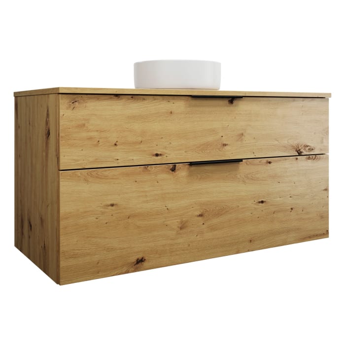 burgbad Eqio Waschtischkombination mit Keramik-Aufsatzwaschtisch 120 cm, mit Griff G0200