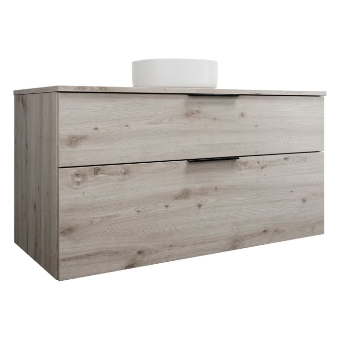 burgbad Eqio Waschtischkombination mit Keramik-Aufsatzwaschtisch 120 cm, mit Griff G0200