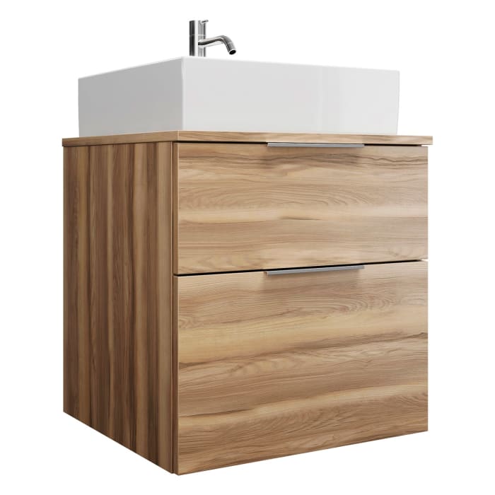 burgbad Eqio Waschtischkombination mit Keramik-Aufsatzwaschtisch 60 cm, mit Griff G0146