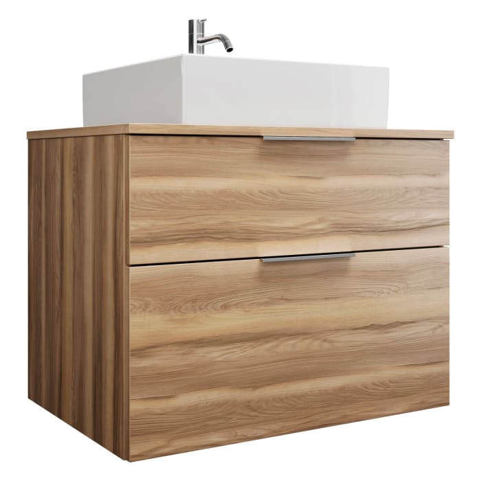 burgbad Eqio Waschtischkombination mit Keramik-Aufsatzwaschtisch 80 cm, mit Griff P0146