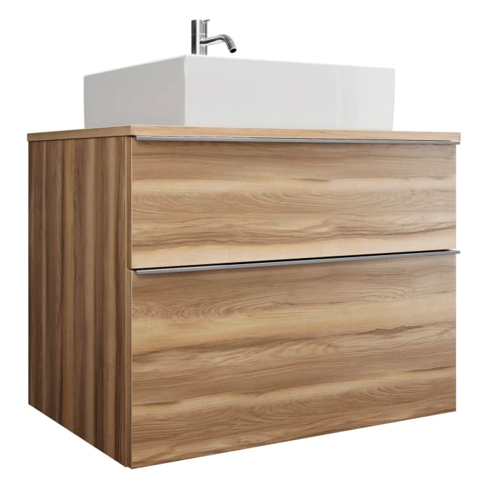 burgbad Eqio Waschtischkombination mit Keramik-Aufsatzwaschtisch 80 cm, mit Griffleiste P0251