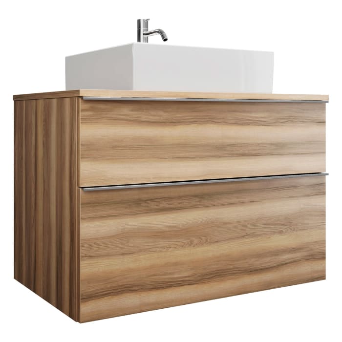 burgbad Eqio Waschtischkombination mit Keramik-Aufsatzwaschtisch 90 cm, mit Griffleiste G0251