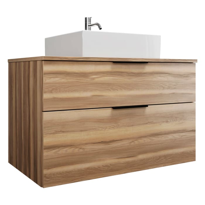 burgbad Eqio Waschtischkombination mit Keramik-Aufsatzwaschtisch 100 cm, mit Griff G0200