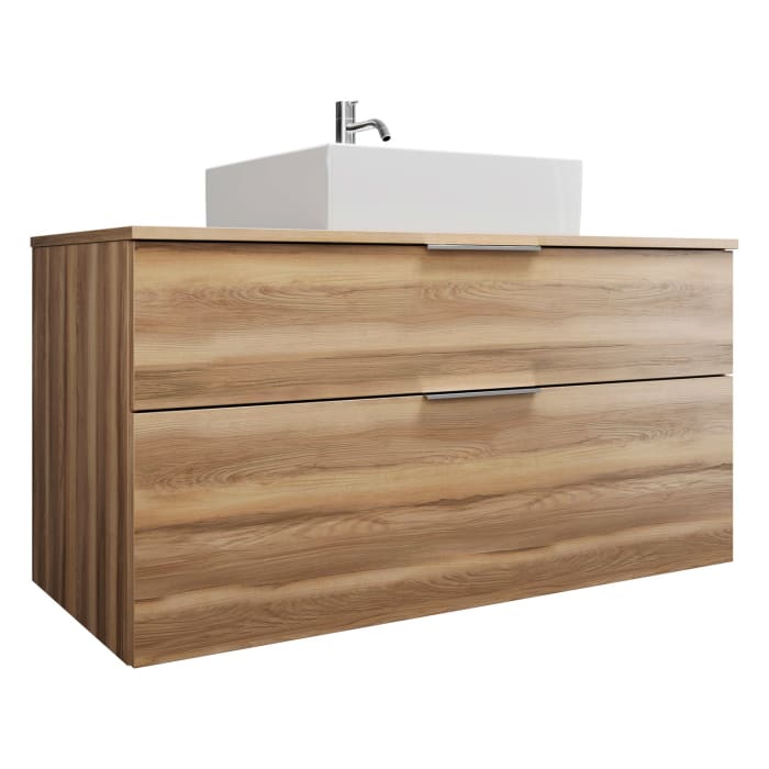 burgbad Eqio Waschtischkombination mit Keramik-Aufsatzwaschtisch 120 cm, mit Griff G0146