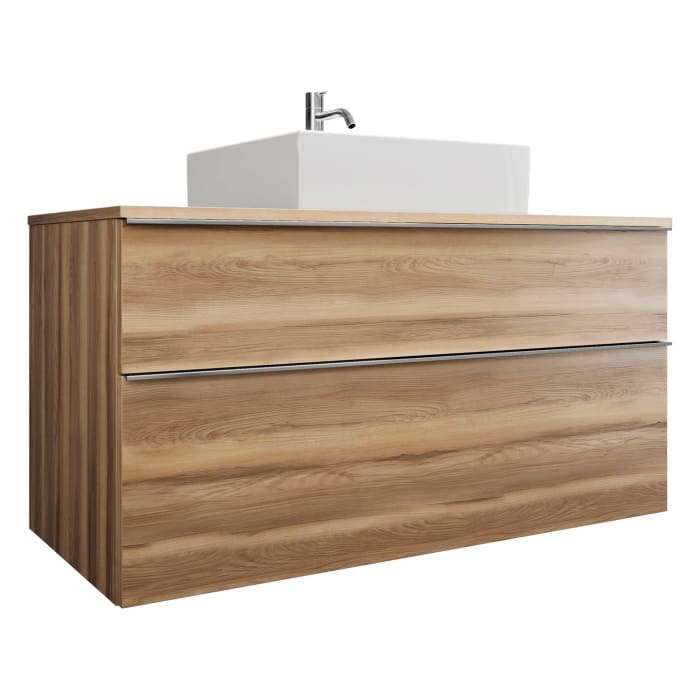 burgbad Eqio Waschtischkombination mit Keramik-Aufsatzwaschtisch 120 cm, mit Griffleiste G0251