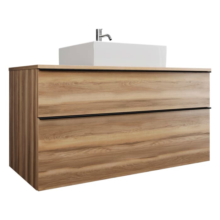 burgbad Eqio Waschtischkombination mit Keramik-Aufsatzwaschtisch 120 cm, mit Griffleiste G0252