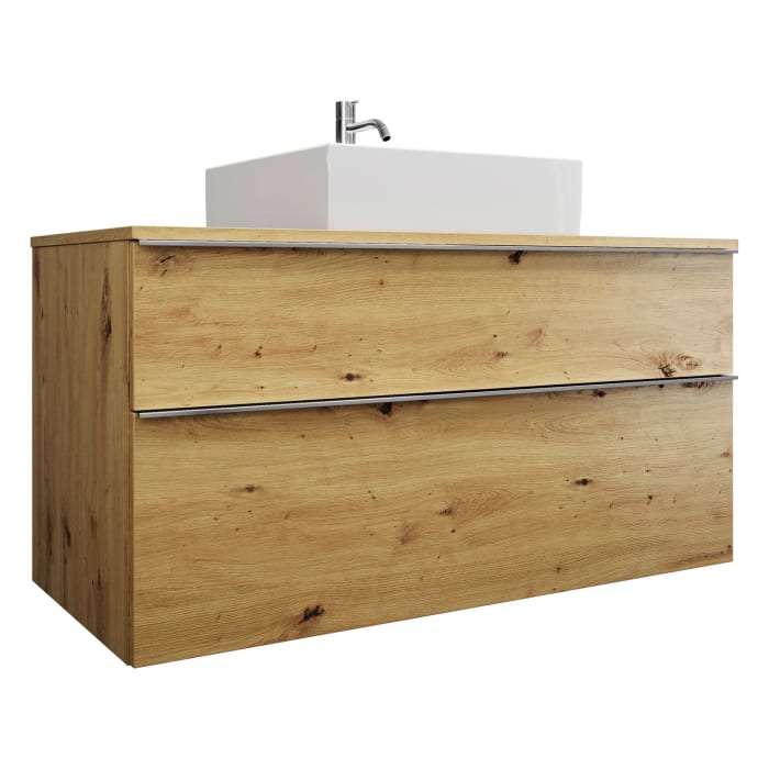 burgbad Eqio Waschtischkombination mit Keramik-Aufsatzwaschtisch 120 cm, mit Griffleiste G0251