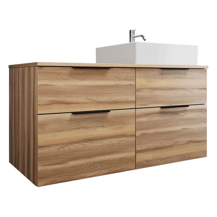 burgbad Eqio Waschtischkombination mit Keramik-Aufsatzwaschtisch 120 cm, rechts, mit Griff G0200