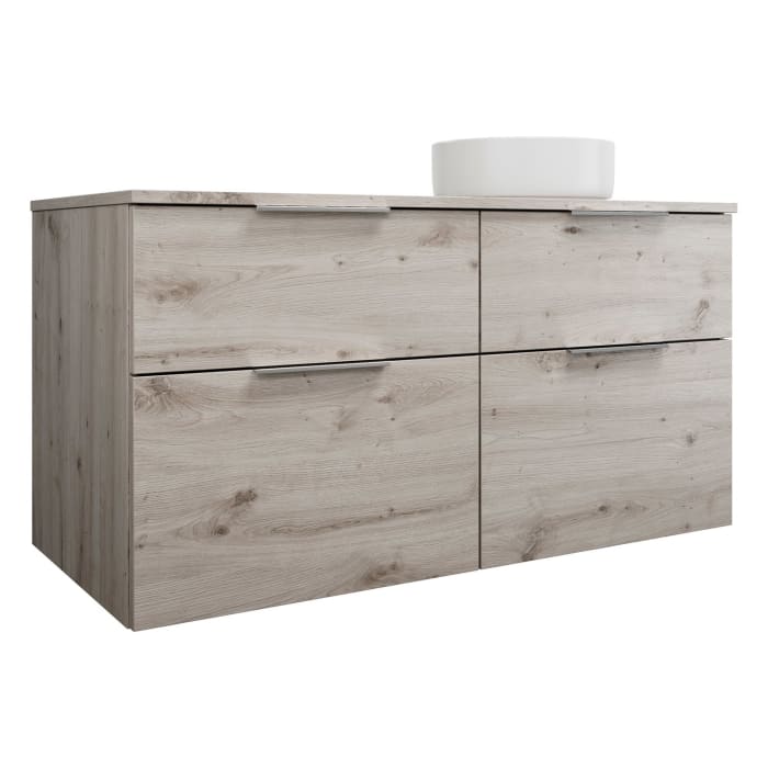 burgbad Eqio Waschtischkombination mit Keramik-Aufsatzwaschtisch 120 cm, rechts, mit Griff G0146