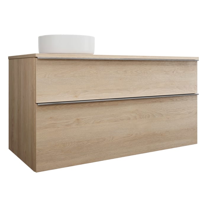 burgbad Eqio Waschtischkombination mit Keramik-Aufsatzwaschtisch 120 cm, links, mit Griffleiste G0251