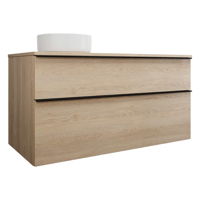 burgbad Eqio Waschtischkombination mit Keramik-Aufsatzwaschtisch 120 cm, links, mit Griffleiste G0252