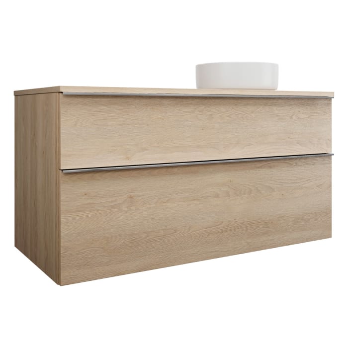 burgbad Eqio Waschtischkombination mit Keramik-Aufsatzwaschtisch 120 cm, rechts, mit Griffleiste G0251