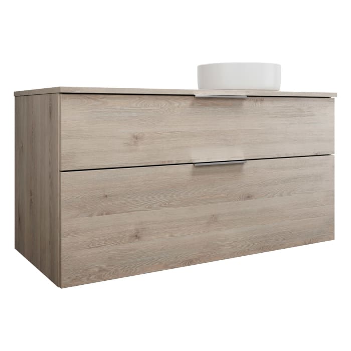 burgbad Eqio Waschtischkombination mit Keramik-Aufsatzwaschtisch 120 cm, rechts, mit Griff G0146