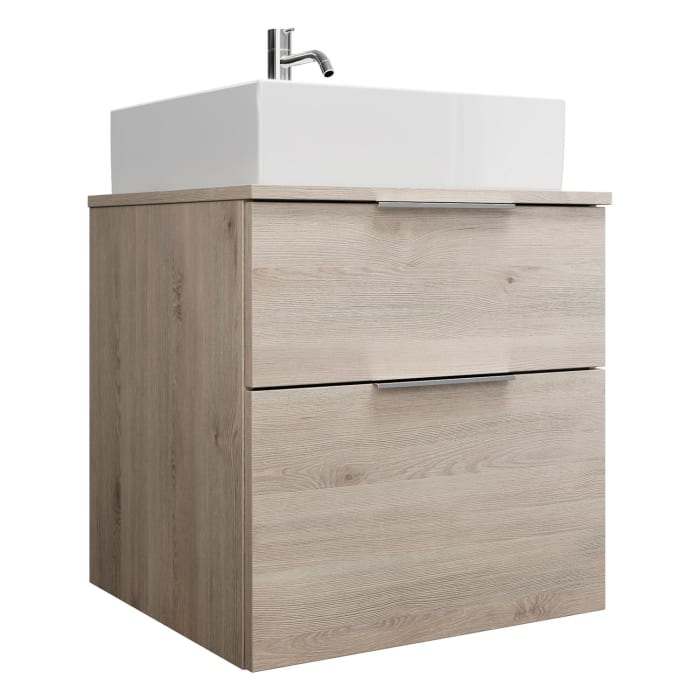 burgbad Eqio Waschtischkombination mit Keramik-Aufsatzwaschtisch 60 cm, mit Griff G0146