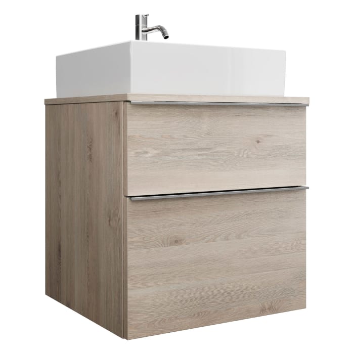 burgbad Eqio Waschtischkombination mit Keramik-Aufsatzwaschtisch 60 cm, mit Griffleiste G0251