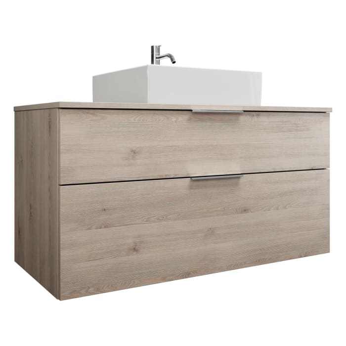 burgbad Eqio Waschtischkombination mit Keramik-Aufsatzwaschtisch 120 cm, mit Griff G0146