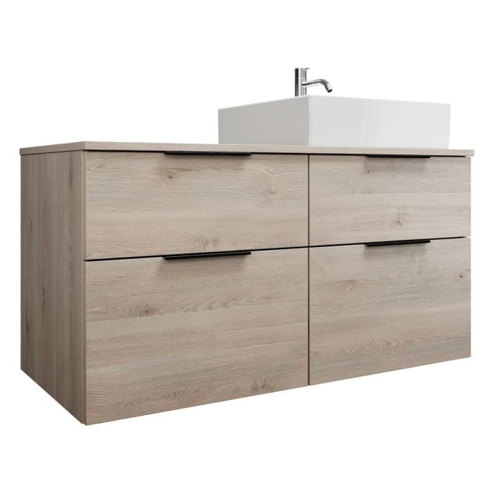 burgbad Eqio Waschtischkombination mit Keramik-Aufsatzwaschtisch 120 cm, rechts, mit Griff G0200