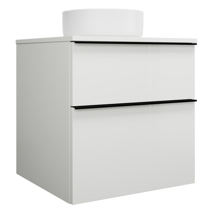 burgbad Eqio Waschtischkombination mit Keramik-Aufsatzwaschtisch 60 cm, Griffleiste G0252