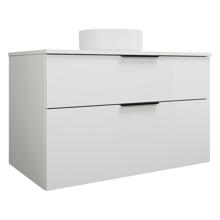 burgbad Eqio Waschtischkombination mit Keramik-Aufsatzwaschtisch 100 cm, mit Griff G0200