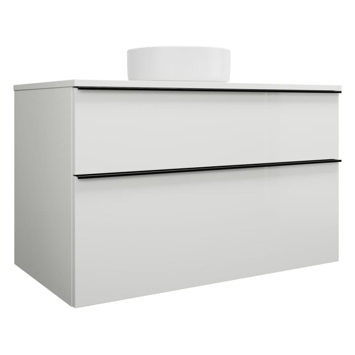 burgbad Eqio Waschtischkombination mit Keramik-Aufsatzwaschtisch 100 cm, mit Griffleiste G0252