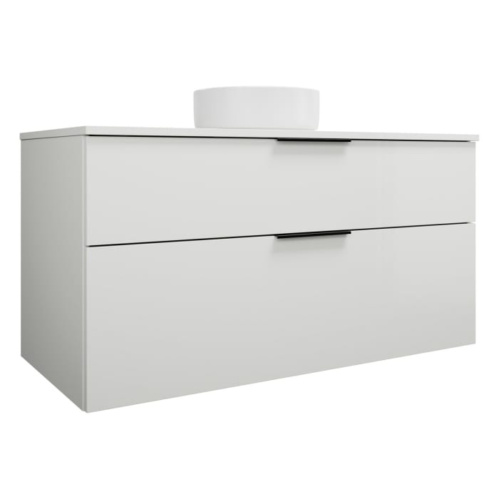 burgbad Eqio Waschtischkombination mit Keramik-Aufsatzwaschtisch 120 cm, mit Griff G0200