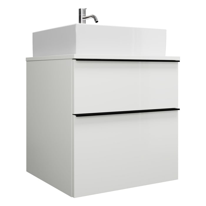 burgbad Eqio Waschtischkombination mit Keramik-Aufsatzwaschtisch 60 cm, mit Griffleiste G0252