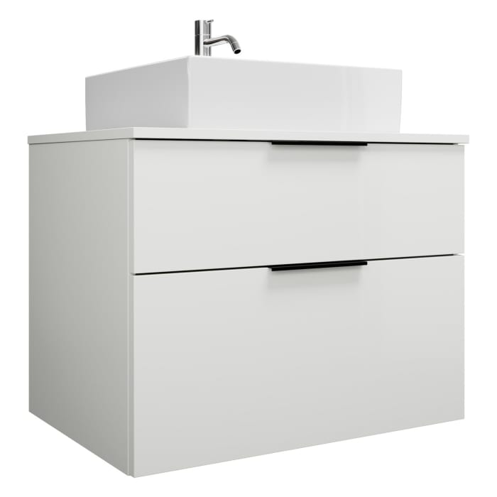 burgbad Eqio Waschtischkombination mit Keramik-Aufsatzwaschtisch 80 cm, mit Griff P0200