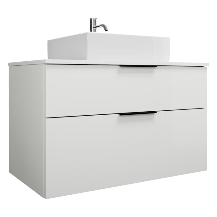 burgbad Eqio Waschtischkombination mit Keramik-Aufsatzwaschtisch 100 cm, mit Griff G0200