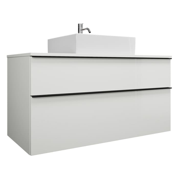 burgbad Eqio Waschtischkombination mit Keramik-Aufsatzwaschtisch 120 cm, mit Griffleiste G0252