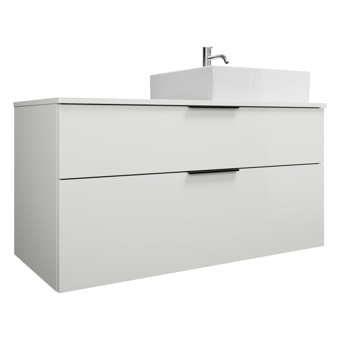 burgbad Eqio Waschtischkombination mit Keramik-Aufsatzwaschtisch 120 cm, rechts, mit Griff G0200