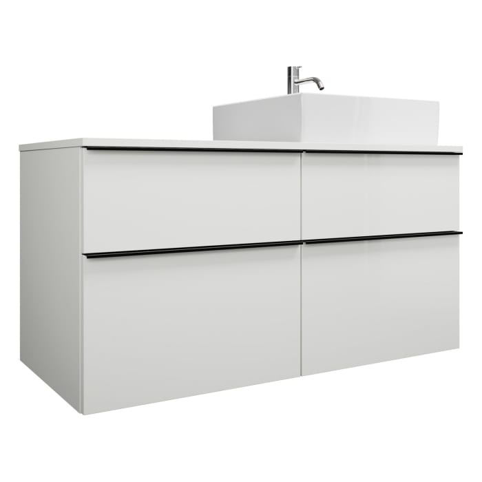 burgbad Eqio Waschtischkombination mit Keramik-Aufsatzwaschtisch 120 cm, rechts, mit Griffleiste G0252