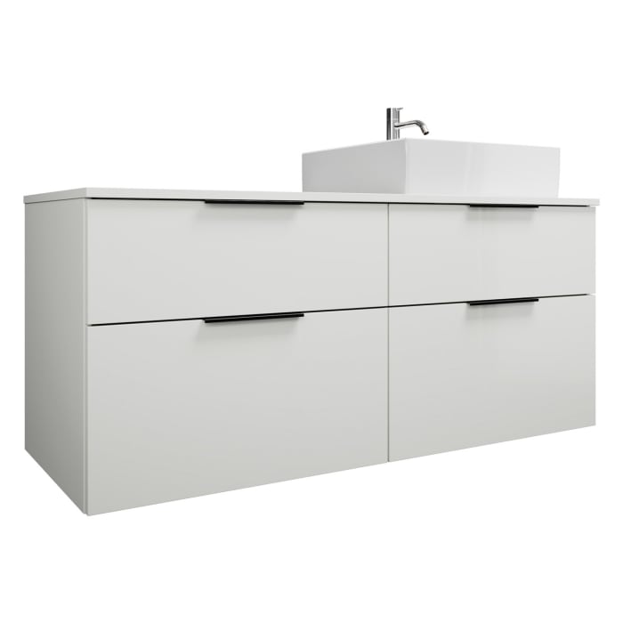 burgbad Eqio Waschtischkombination mit Keramik-Aufsatzwaschtisch 140 cm, rechts, mit Griff G0200