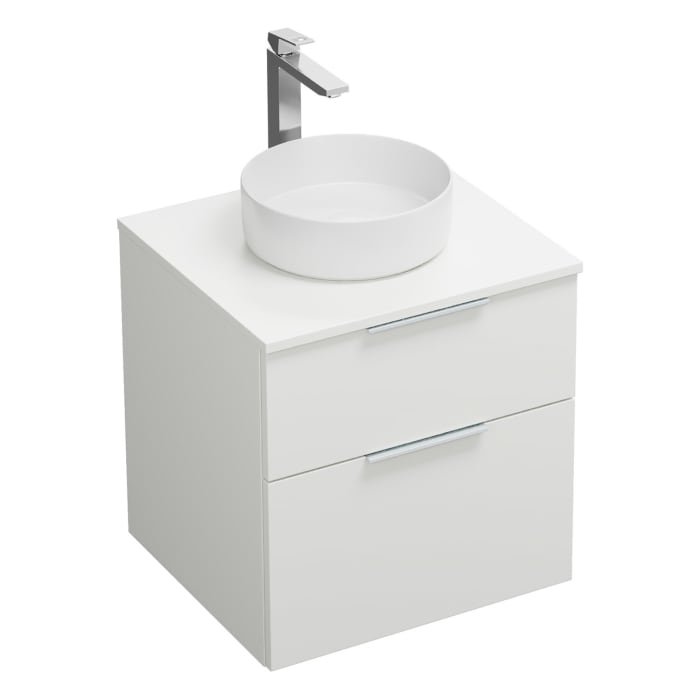 burgbad Eqio Waschtischkombination mit Keramik-Aufsatzwaschtisch 60 cm, Griff G0146