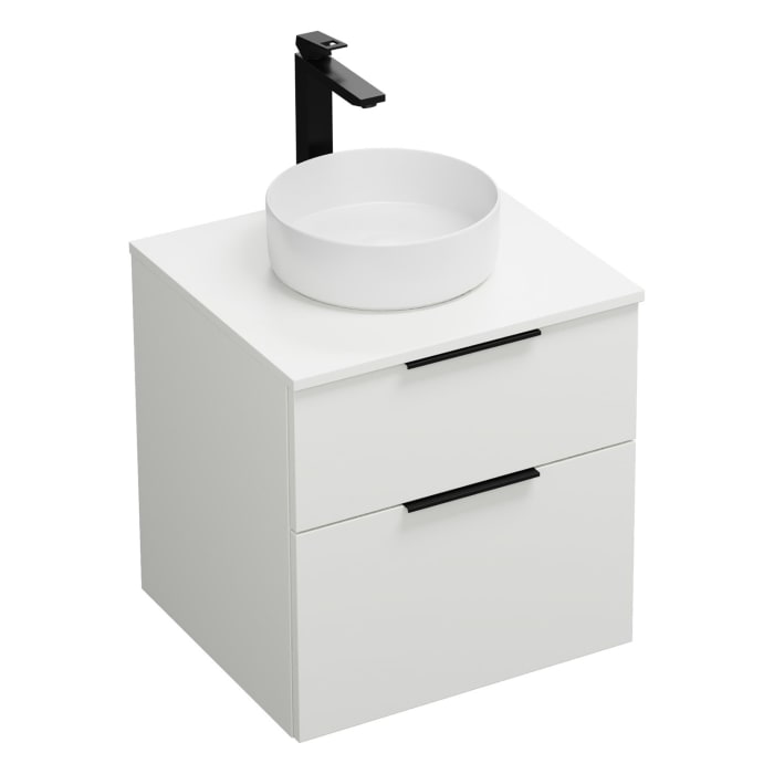 burgbad Eqio Waschtischkombination mit Keramik-Aufsatzwaschtisch 60 cm, Griff G0200