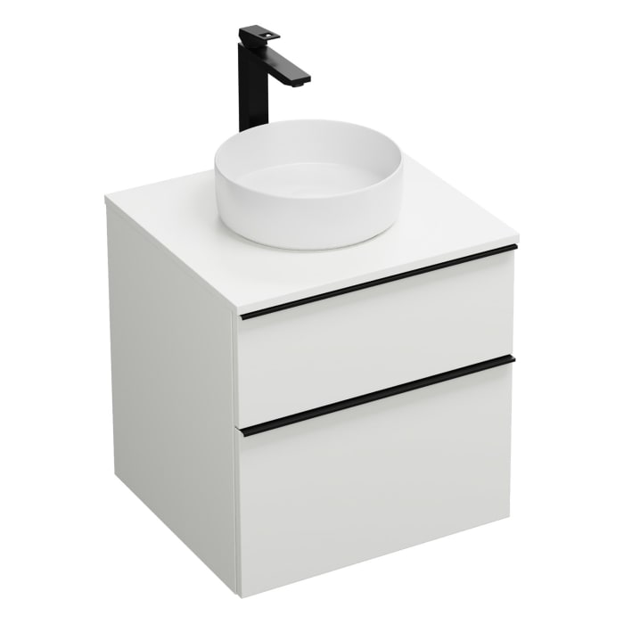 burgbad Eqio Waschtischkombination mit Keramik-Aufsatzwaschtisch 60 cm, Griffleiste G0252