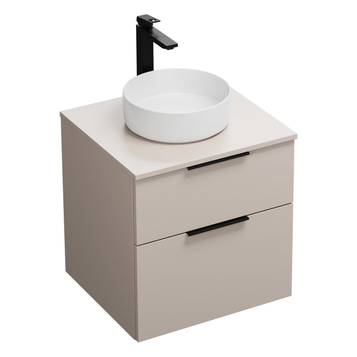 burgbad Eqio Waschtischkombination mit Keramik-Aufsatzwaschtisch 60 cm, Griff G0200