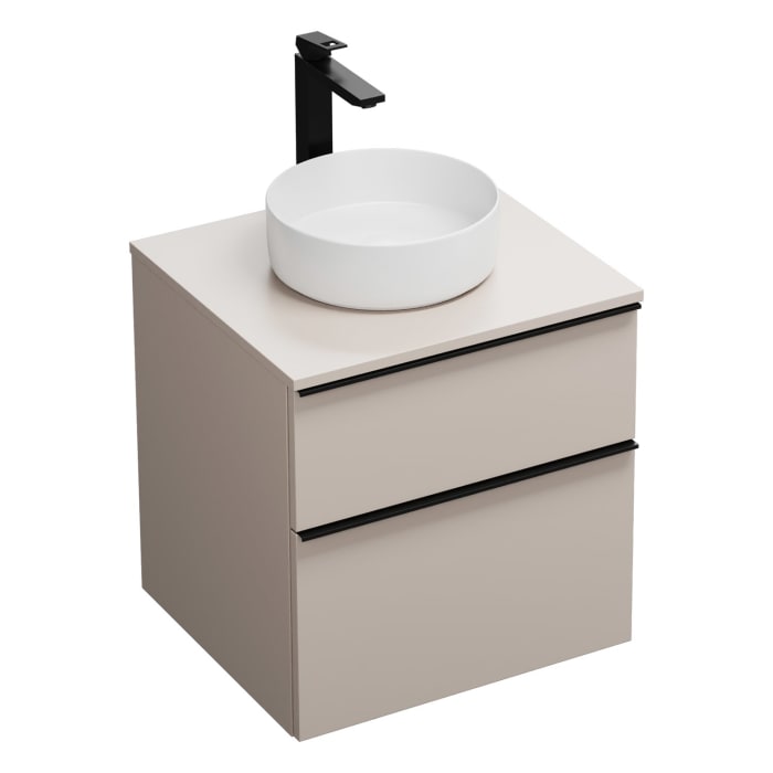 burgbad Eqio Waschtischkombination mit Keramik-Aufsatzwaschtisch 60 cm, Griffleiste G0252