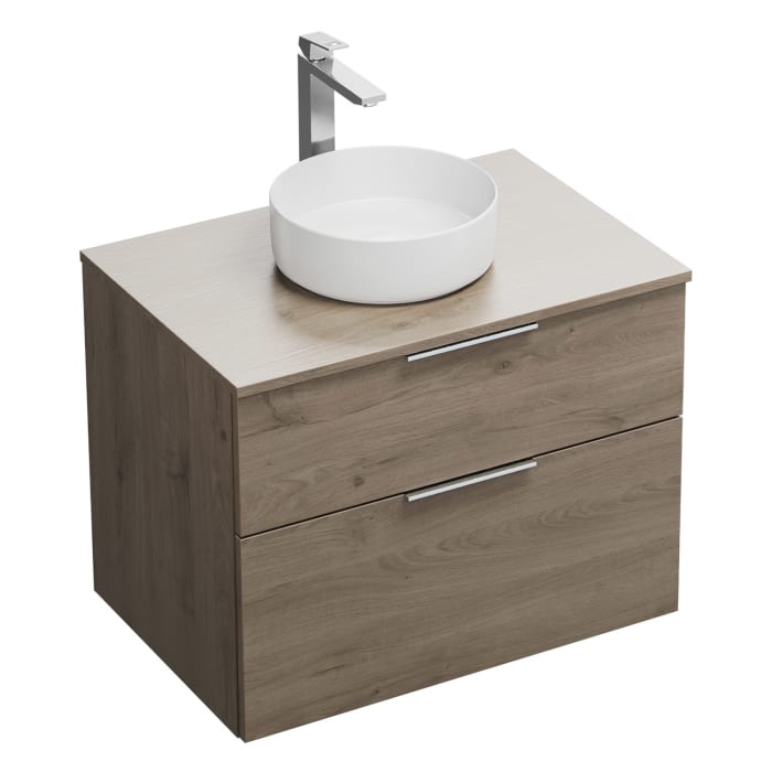 burgbad Eqio Waschtischkombination mit Keramik-Aufsatzwaschtisch 80 cm, mit Griff G0146