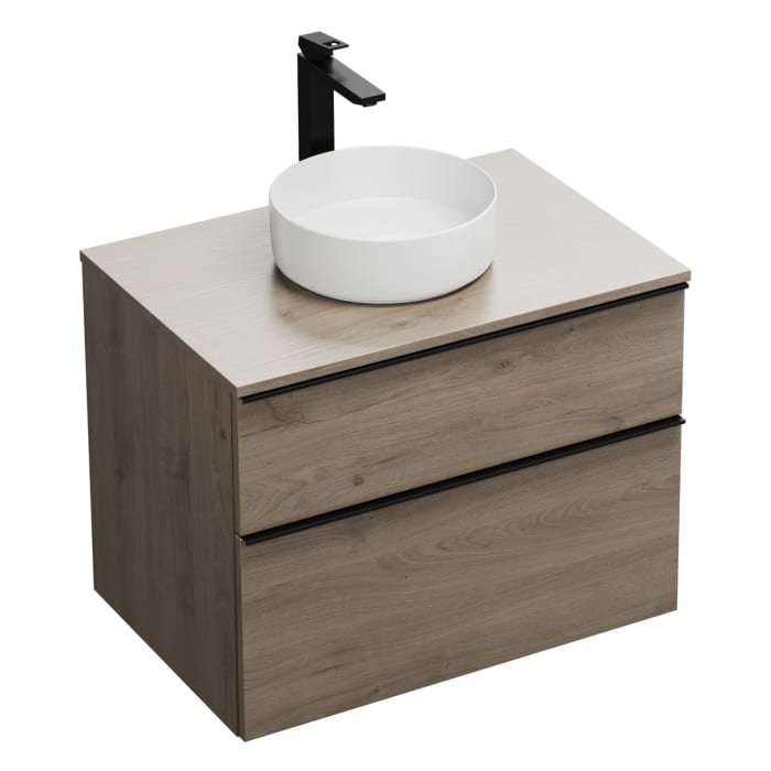 burgbad Eqio Waschtischkombination mit Keramik-Aufsatzwaschtisch 80 cm, mit Griffleiste G0252