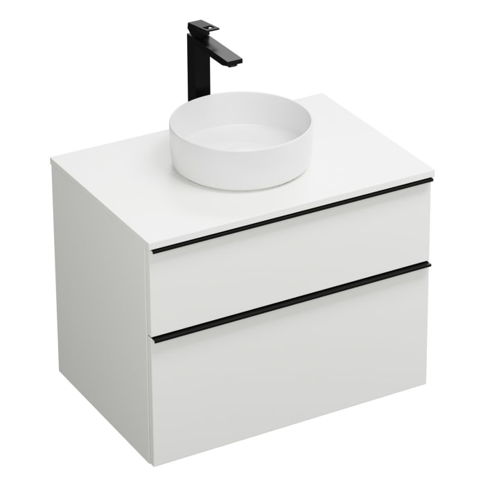 burgbad Eqio Waschtischkombination mit Keramik-Aufsatzwaschtisch 80 cm, mit Griffleiste G0252