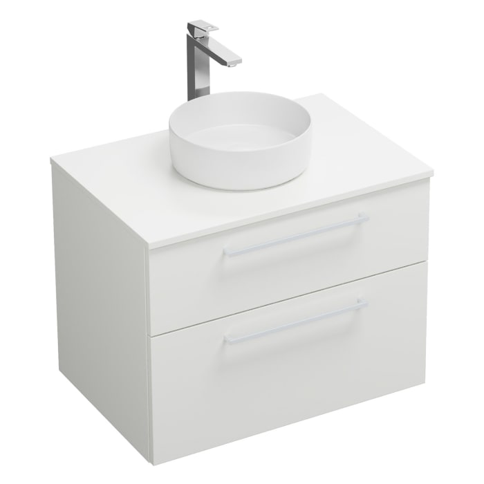 burgbad Eqio Waschtischkombination mit Keramik-Aufsatzwaschtisch 80 cm, mit Stangengriff P95