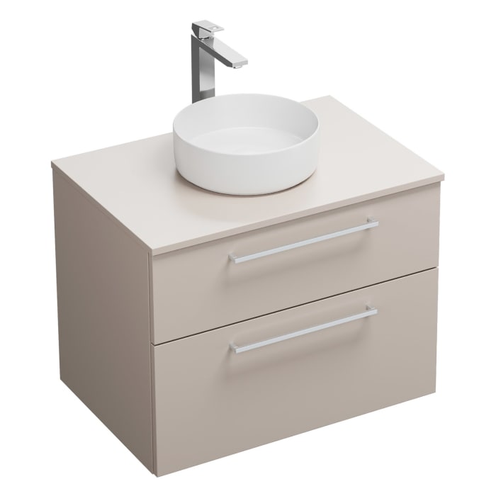 burgbad Eqio Waschtischkombination mit Keramik-Aufsatzwaschtisch 80 cm, mit Stangengriff P95