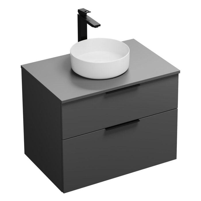 burgbad Eqio Waschtischkombination mit Keramik-Aufsatzwaschtisch 80 cm, mit Griff G0200