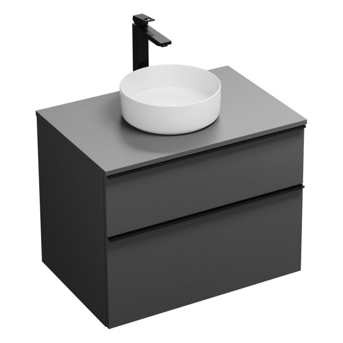 burgbad Eqio Waschtischkombination mit Keramik-Aufsatzwaschtisch 80 cm, mit Griffleiste G0252