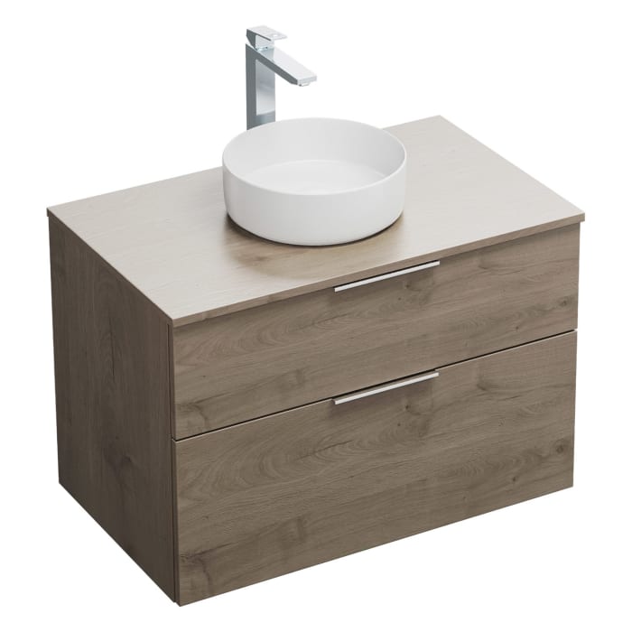 burgbad Eqio Waschtischkombination mit Keramik-Aufsatzwaschtisch 90 cm, mit Griff G0146