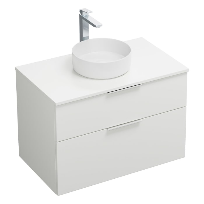 burgbad Eqio Waschtischkombination mit Keramik-Aufsatzwaschtisch 90 cm, mit Griff G0146